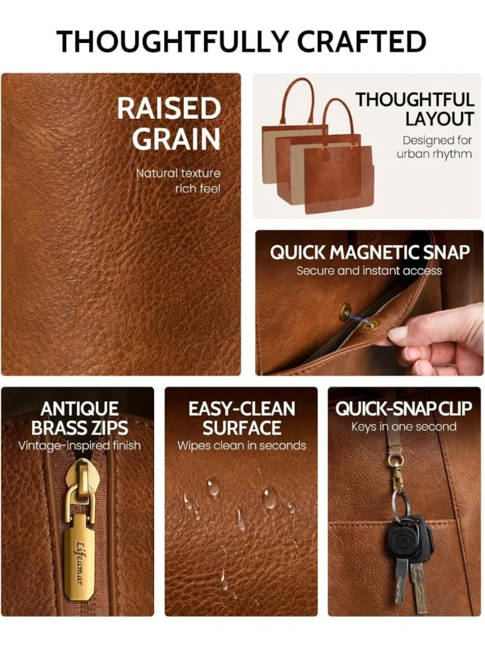 Stylish Leather Laptop Tote for Women | Padded Compartment & Cup Holder, Office